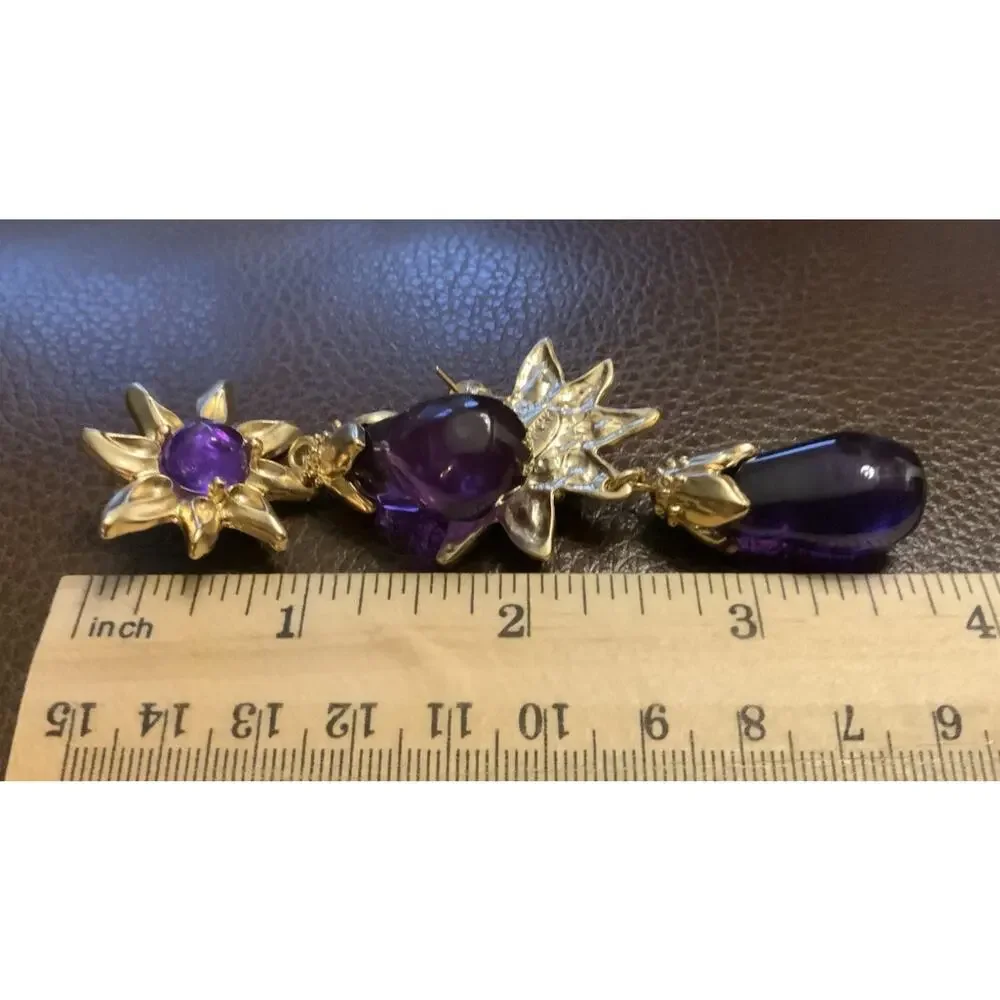 Flower Gold Lucite Earrings Sunflower Star Chunky Statement Boho Clear Cabochon